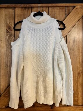SHEIN Sweater Cold Shoulder Chunky Knit Ivory 1x